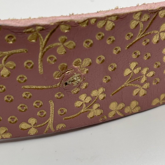 Gap Pink Genuine Cow Leather Belt w/ Gold Floral Pattern Sz XL - Picture 7 of 10